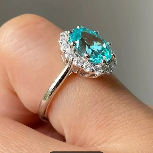 Inlaid Blue Gemstone Ring - Picture 3 of 3